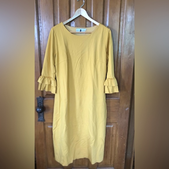 Dainty Jewells Yellow Bateau Neck Bell Sleeve Dress - Picture 1 of 16